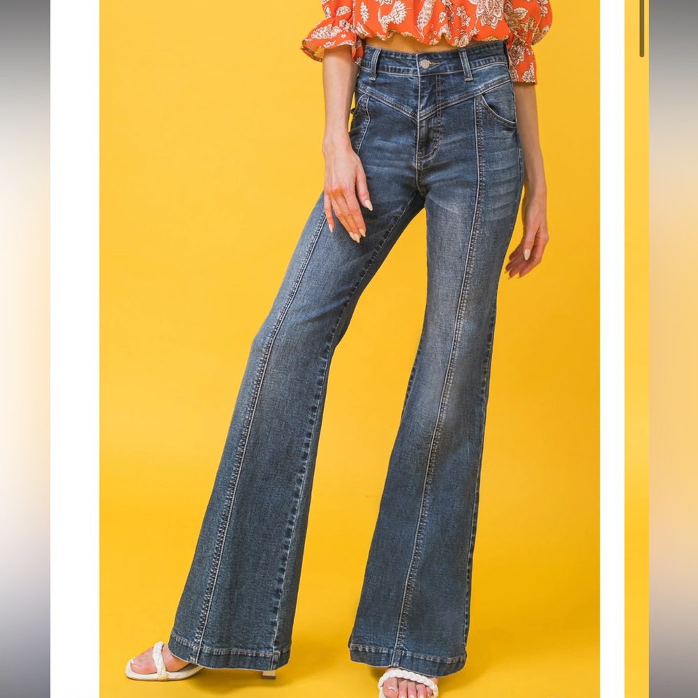 Jealous Tomato Wide Leg High Rise 70s Jean - Small